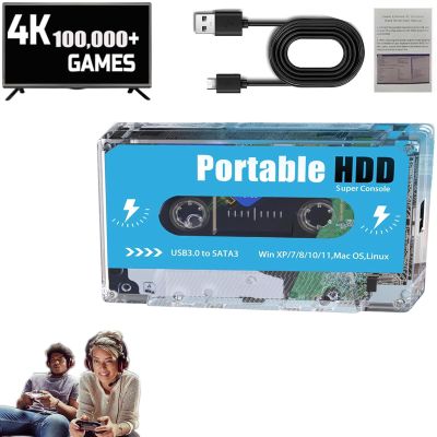 Crexyyo Retro Disk, Retro Cassette Game Console, Retro Game Console, 4K HDMI Output, Plug and Play Video Game Stick Built in 100000+ Games