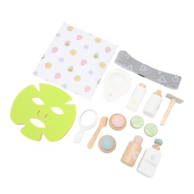 Children Cosmetic Toy Set, Skin Care Simulation, Wooden Makeup Toys, Bright Colors Interactive for Home Play for Kids Girls and Boys