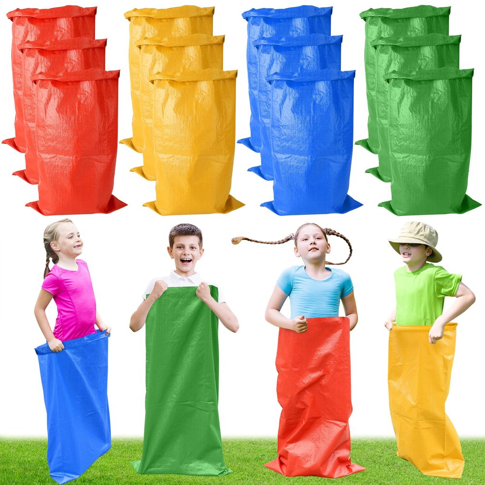 12PCS Potato Sack Race Bags, Large Size Race Bags for Family Game, Outdoor Games Sack Race Bags for Adults and Kids,Bean Bag Game Set Outside Yard Games