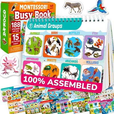 QUOKKA Montessori Busy Book for Ages 4-8 - Pre K Toddler Learning Activities for Homeschooling - My Preschool Busy Book for Toddlers 3-5 - 15 Kids Educational Animal Activities