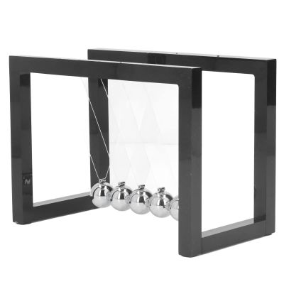 Iron Ball with Acrylic Stand, Educational Stress Relief Swinging Ball for Desk, for Office Workers, Kids, Family and Friends (Black)