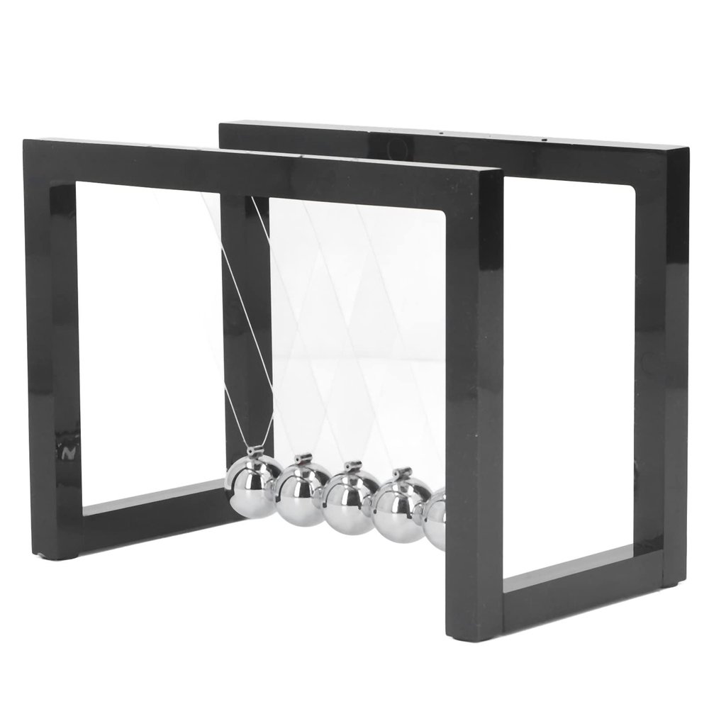 Iron Ball with Acrylic Stand, Educational Stress Relief Swinging Ball for Desk, for Office Workers, Kids, Family and Friends (Black)
