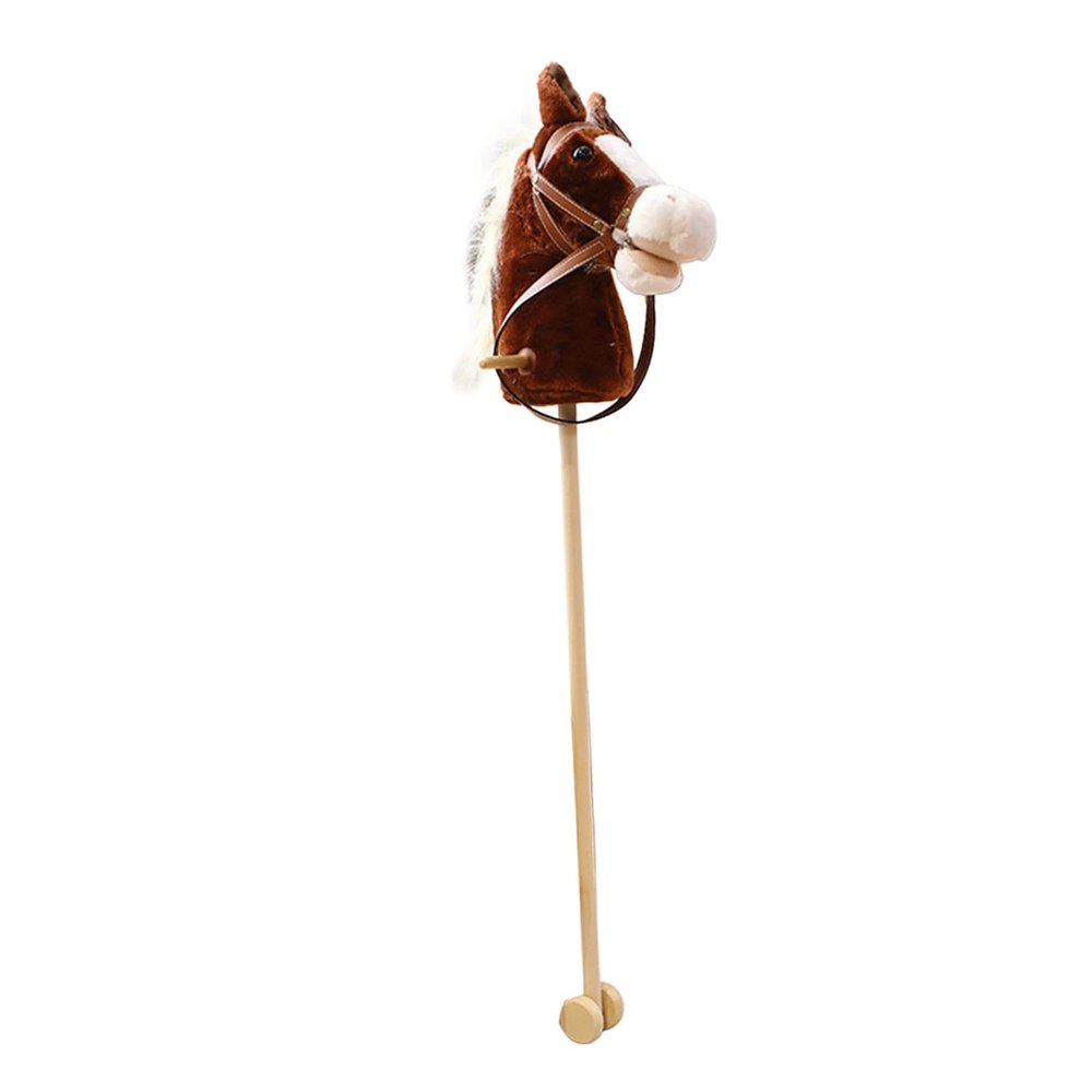 TTETTZ Plush Horse Riding Stick Hobby Horse with Wheel,Neighing Galloping Sounds,Fun with Realistic Sound Effects for Boys Girls, Coffee with Wheels