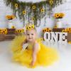 LOVECRUSH Crowns Sunflower First Birthday Mini Crown, Handmade Lace Baby Cake Smash Hat with Adjustable Elastic, Mini Sunflower Headband for Girls, Birthday Party Photo Prop view 3