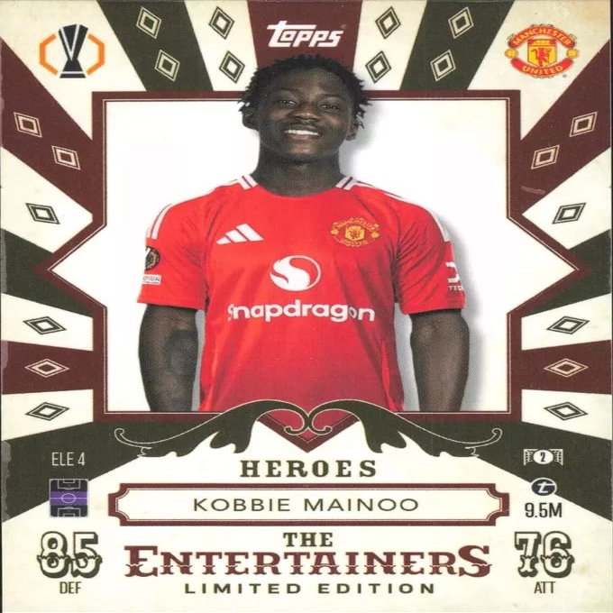 Generic Match Attax 2024 2025 Kobbie Mainoo The Entertainers Heroes Limited Edition Trading Card - Premier League Soccer Trading Card - Singles