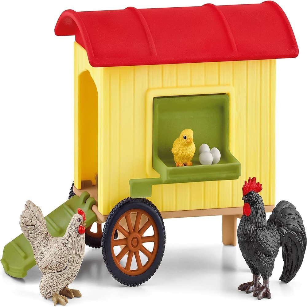 Schleich Farm World Mobile Chicken Coop Realistic Farm Animal Figurines, Farm Adventure Play for Boys and Girls, Gift for Kids Ages 3+