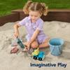 Best Choice Products Large Outdoor Octagon Wooden Sand Box for Kids, Sandbox with Cover, 4 Reinforced Benches Support up to 220 lbs Each, Bottom Liner for Drainage - Walnut view 3