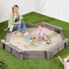 Best Choice Products Large Outdoor Octagon Wooden Sand Box for Kids, Sandbox with Cover, 4 Reinforced Benches Support up to 220 lbs Each, Bottom Liner for Drainage - Gray view 1