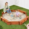 Best Choice Products Large Outdoor Octagon Wooden Sand Box for Kids, Sandbox with Cover, 4 Reinforced Benches Support up to 220 lbs Each, Bottom Liner for Drainage - Brown view 1