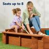 Best Choice Products Large Outdoor Octagon Wooden Sand Box for Kids, Sandbox with Cover, 4 Reinforced Benches Support up to 220 lbs Each, Bottom Liner for Drainage - Brown view 4