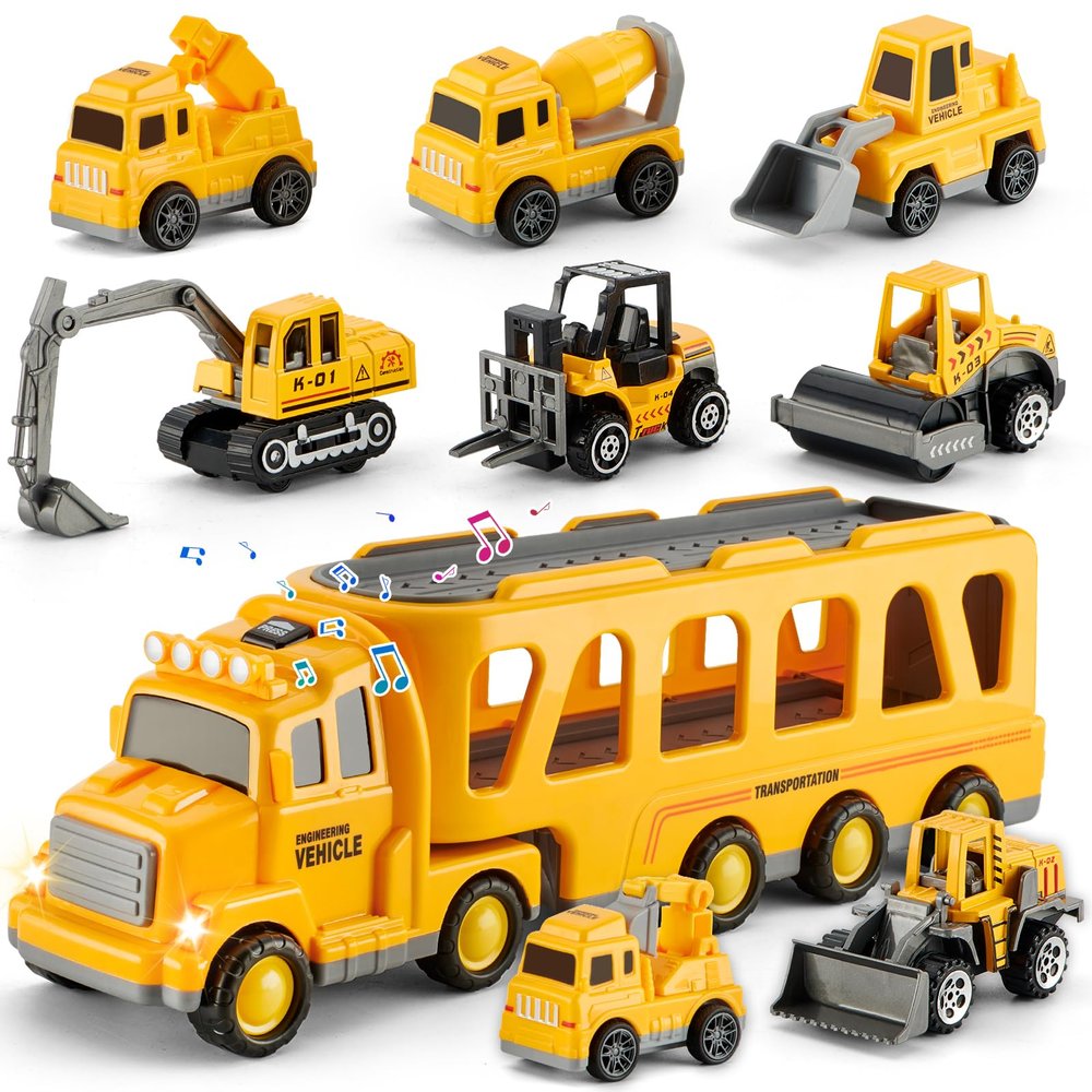 AMACAT AMCAT-Toddler Toys for 3 4 5 6 Years Old Boys, Die-cast Construction Toys Car Carrier Vehicle Toy Set w/Play, Kids Toys Truck Alloy Metal Car Toys Set for Age 3-9 Toddlers Kids Boys & Girls.
