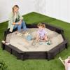 Best Choice Products Large Outdoor Octagon Wooden Sand Box for Kids, Sandbox with Cover, 4 Reinforced Benches Support up to 220 lbs Each, Bottom Liner for Drainage - Espresso view 1