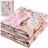 100% Cotton Muslin Baby Blanket - Large Reversible Receiving Blankets for Baby Girls, Soft & Lightweight, Perfect Muslin for Newborns, Infants & Toddlers, 7 Layers Design, Machine Washable, Pink view 1