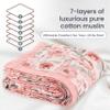 100% Cotton Muslin Baby Blanket - Large Reversible Receiving Blankets for Baby Girls, Soft & Lightweight, Perfect Muslin for Newborns, Infants & Toddlers, 7 Layers Design, Machine Washable, Pink view 3