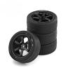RC Wheel Tire Compatible with Tamiya TT01 TT02 TA06 XV-01 PTG-2 4PCS 1/10 RC for Racing Car Tires On Road Touring Drift Car Tyre Wheel(Black) view 1
