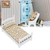 1:12 Doll House Bed, Wooden Doll House Bed,Miniature Furniture Dollhouse,Wooden Miniature Bedroom Furniture Set with Mattress Pillows view 1