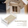 1:12 Doll House Bed, Wooden Doll House Bed,Miniature Furniture Dollhouse,Wooden Miniature Bedroom Furniture Set with Mattress Pillows view 2
