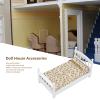 1:12 Doll House Bed, Wooden Doll House Bed,Miniature Furniture Dollhouse,Wooden Miniature Bedroom Furniture Set with Mattress Pillows view 3