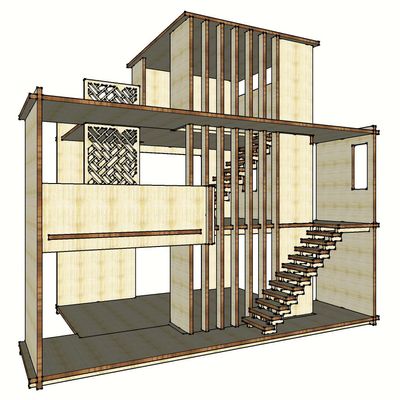 1:12 Miniature Double Layer House, Wooden Dollhouse, Diy Kit