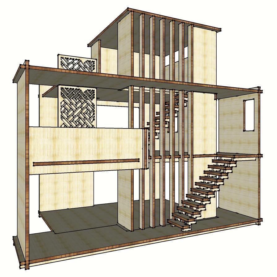 1:12 Miniature Double Layer House, Wooden Dollhouse, Diy Kit