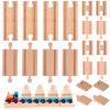 20 Pcs Straight Wooden Tracks Expansion Wood Train Track Pieces Connectors Adapters Male Male Female Female Train Track Wood Starting Wooden Bridge Accessories Compatible with Railroad Set view 1