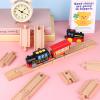 20 Pcs Straight Wooden Tracks Expansion Wood Train Track Pieces Connectors Adapters Male Male Female Female Train Track Wood Starting Wooden Bridge Accessories Compatible with Railroad Set view 4