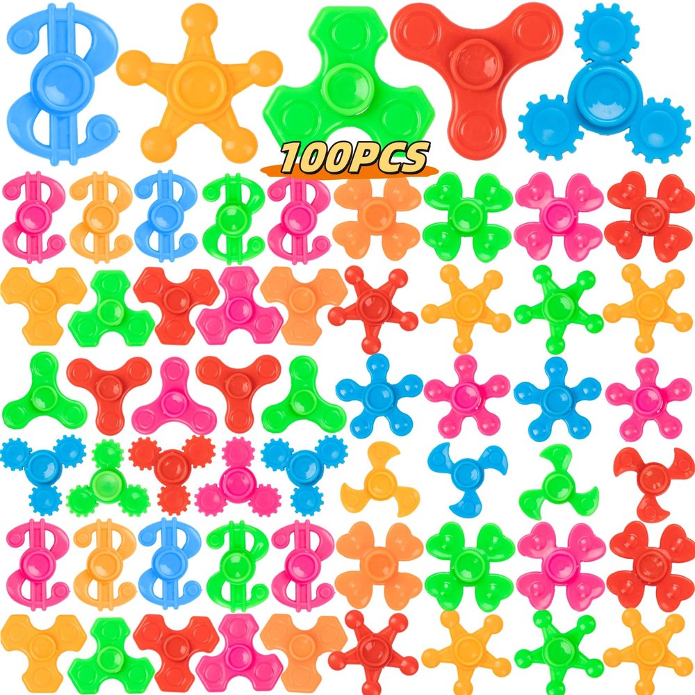100 Pcs Mini Fidget Spinners Bulk,Toys Party Favors for Kids Adults Teens,Birthday Return Gifts,Canival Treasure Box Toys for Classroom Prizes Supplies,Goodie Bags Stuffers for Kids