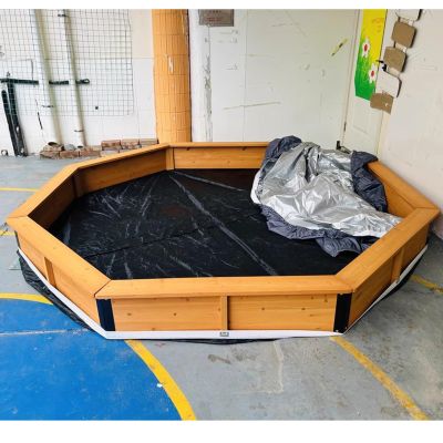 GKPSSURV Octagon Sandbox with Cover Cloth for Outdoor Play, Wood Large Sandpit, Corner Protection Design, Outdoor Fenced Sandbox(300x300cm)