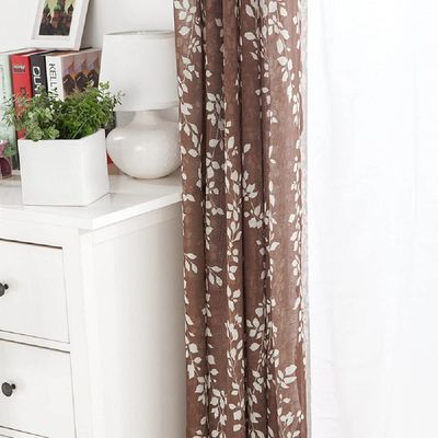 HooHero Coffee 50 Width Semi Sheer Curtains Home Decoration Living Kids Baby Room Willow Print