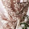 HooHero Coffee 50 Width Semi Sheer Curtains Home Decoration Living Kids Baby Room Willow Print view 2