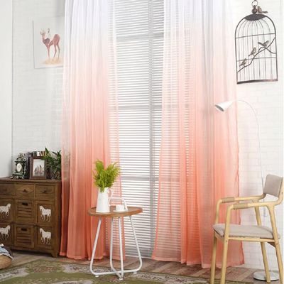 HooHero Orange 100 Width Semi Sheer Curtains Home Decoration Living Kids Baby Room Modern Simple Ombre Style Panel