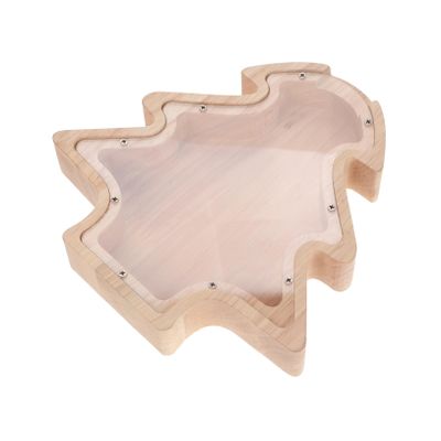 Abaodam Wooden Money Holder Kids Money Box Piggy Bank Girls Christmas Tree Shaped Piggy Bank Decorative Savings Jar