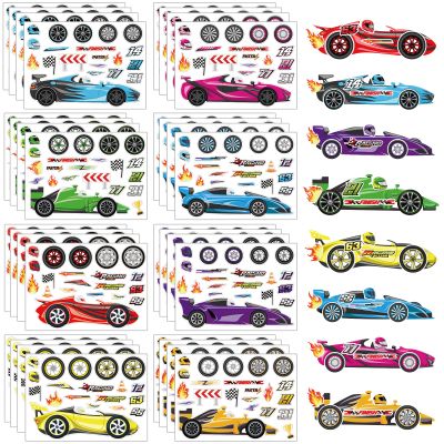 Abilat 32 Sheets Make a Face Race Car Stickers for Kids Make Your Own Race Car Stickers Sheets Racing Themed Birthday Party Favor School Rewards DIY Art Craft Supplies