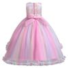 REXREII Girls Unicorn Costume Princess Birthday Christmas Party Halloween Cosplay Rainbow Tulle Long Dresses w/Headband Pink 6-7T view 4
