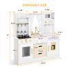 JOYLDIAS Play Kitchen, Wooden Kids Play Kitchen Playset Chef Pretend Play Set for Toddlers w/Ice Cube Dispenser, Oven, Cooking Accessories,Trendy Home Style w/Curtains, Storange Box, Gift for Ages 3+ view 2