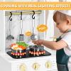JOYLDIAS Play Kitchen, Wooden Kids Play Kitchen Playset Chef Pretend Play Set for Toddlers w/Ice Cube Dispenser, Oven, Cooking Accessories,Trendy Home Style w/Curtains, Storange Box, Gift for Ages 3+ view 3