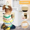 JOYLDIAS Play Kitchen, Wooden Kids Play Kitchen Playset Chef Pretend Play Set for Toddlers w/Ice Cube Dispenser, Oven, Cooking Accessories,Trendy Home Style w/Curtains, Storange Box, Gift for Ages 3+ view 4