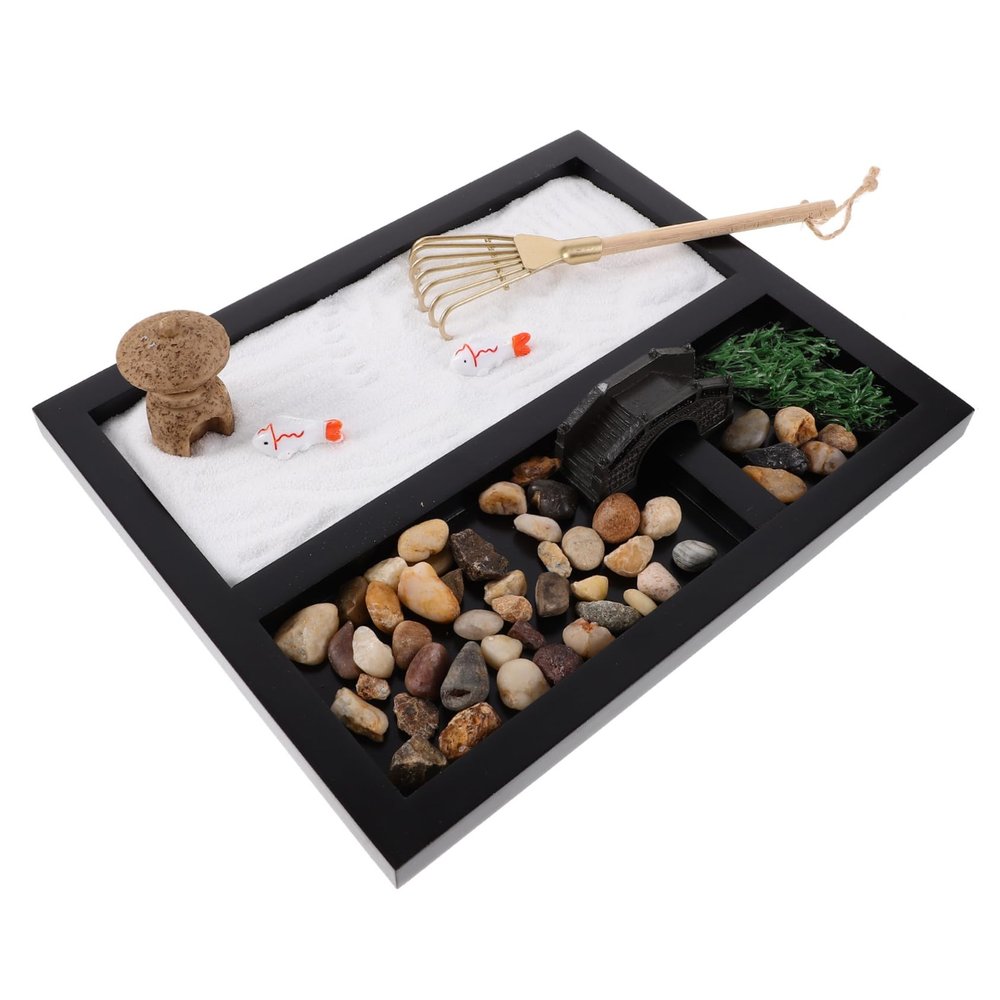 Alasum Mini Zen Garden Sand Table Ornaments Zen Garden Sand for Meditation Decorative Desktop Decor