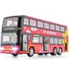 1/42 Diecast Bus Toys Cars, Metal Double Decker City Bus Vehicles with Light Up and Open-able Doors, Realistic Alloy Car Model for Kids Boys Girls, 11.5" (RED) view 1