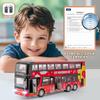 1/42 Diecast Bus Toys Cars, Metal Double Decker City Bus Vehicles with Light Up and Open-able Doors, Realistic Alloy Car Model for Kids Boys Girls, 11.5" (RED) view 2