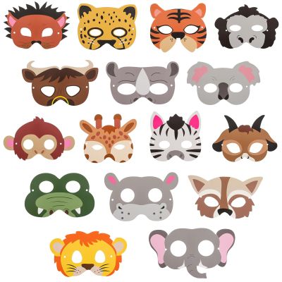 16 Pieces Animal Face Masks Set for Jungle Themed Birthday Party Supplies