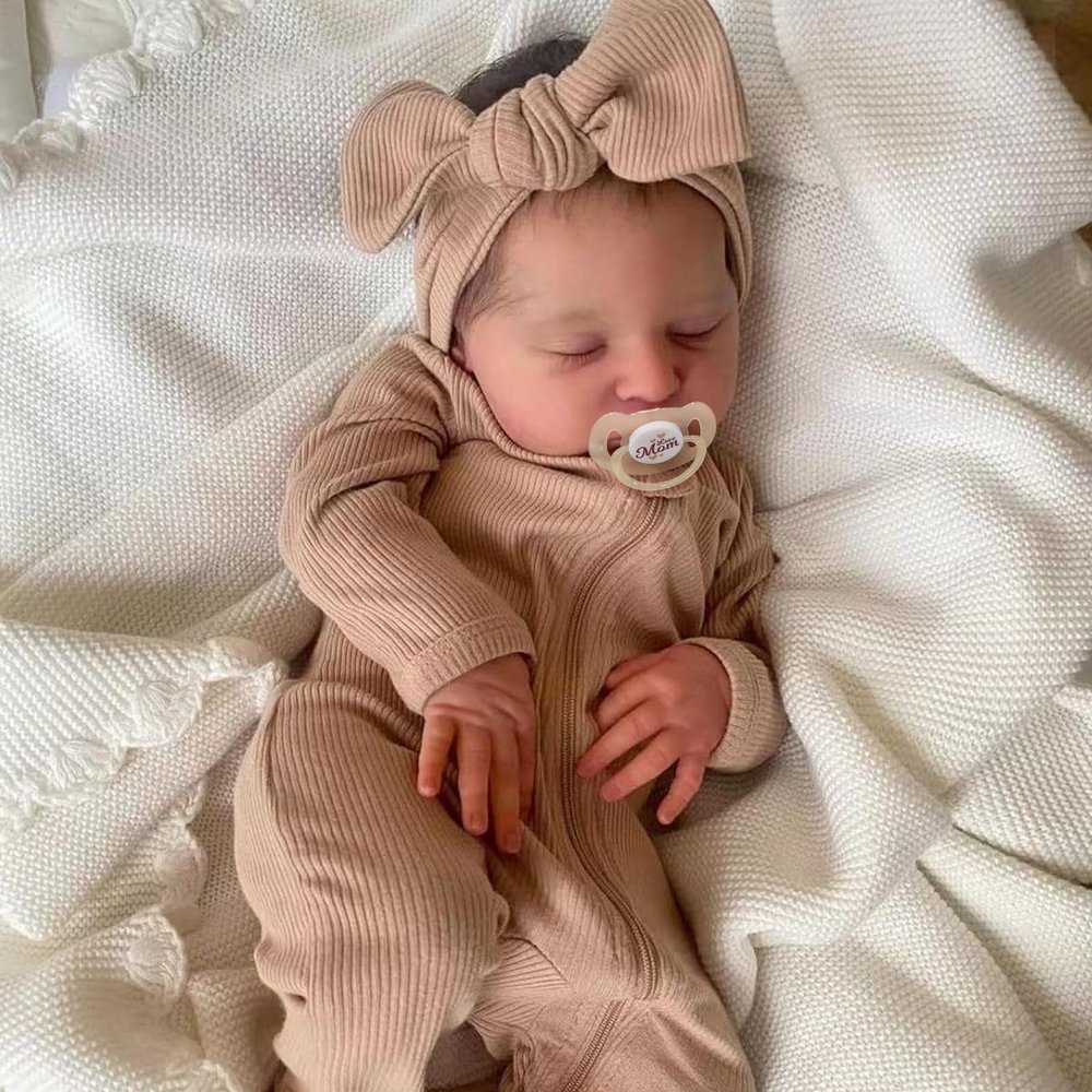 ADFO Real Life Reborn Baby Dolls Girl 20 Inches Realistic Baby Doll Soft Vinyl Sleeping Newborn Baby Dolls with Feeding Accessories for Kids Ages 3+