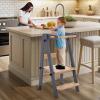 Gewitt Foldable Toddler Kitchen Stool Helper - Adjustable Height Folding Toddler Standing Tower, Kids Helper Stool with Safty Rail for Kitchen Counter Bathroom (Grey) view 2
