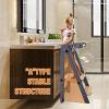 Gewitt Foldable Toddler Kitchen Stool Helper - Adjustable Height Folding Toddler Standing Tower, Kids Helper Stool with Safty Rail for Kitchen Counter Bathroom (Grey) view 4