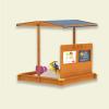 GKPSSURV Wooden Sandbox with Storage Box, Sand Box with Adjustable Canopy, Waterproof Cover, Bottom Liner, Sand Pit for Backyard Beach view 2