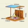 GKPSSURV Wooden Sandbox with Storage Box, Sand Box with Adjustable Canopy, Waterproof Cover, Bottom Liner, Sand Pit for Backyard Beach view 3