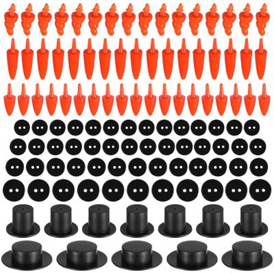 ARTIBETTER 320pcs Christmas Snowman Accessories Kit for Creative Includes Mini Black Hats Nose and Black Buttons for Family Fun and Festive Decorations