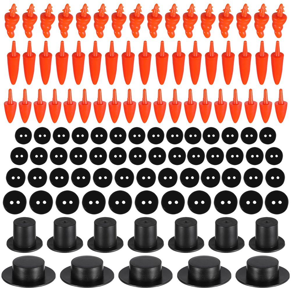 ARTIBETTER 320pcs Christmas Snowman Accessories Kit for Creative Includes Mini Black Hats Nose and Black Buttons for Family Fun and Festive Decorations