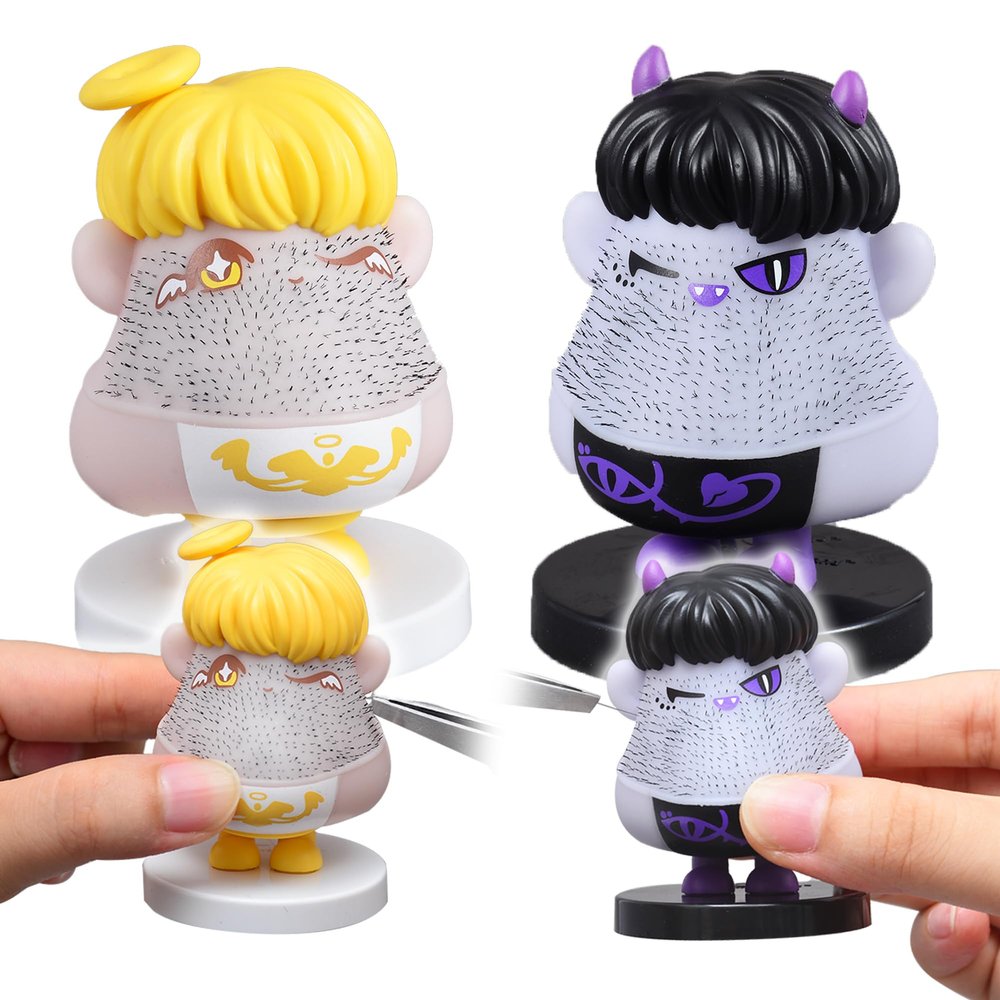 2PCS Angels and Demons Hair Plucking Fidget Toys,Shaking Bobblehead Dashboard Decor Car Accessories,Stress Relief Picking Toys as 14+Adults Halloween Party Favors Valentines Christmas Novelty Gift