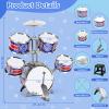 Kids Drum Set, Drum Set for Toddlers with Stool Upgraded Plastic Rock Jazz Drum Kit Musical Instruments Toys Gifts for 1 3 5 7 9 12 Years Boys Girls view 4